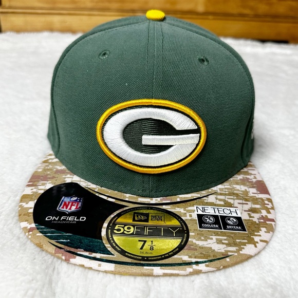 NWT New Era Green Bay Packers NFL Salute to Service Fitted Cap Men’s 7 1/8 - Picture 2 of 11
